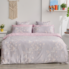 戀家小舖 60支天絲 兩用被套, 沐蘭仙境 紫色 + 粉紅色