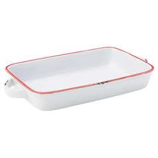 utopia 復古雙耳長方石陶烤盤 紅色, 1個