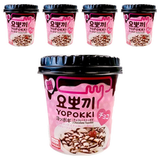 YOPOKKI 炒年糕杯 巧克力味, 以大米為原料, 簡易杯裝, 微波爐加熱後即可食用, 常溫保存, 120g, 5個