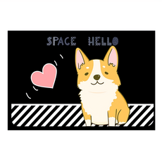 SPACE HELLO 廚房地墊 聚酯纖維 厚度約0.3cm, 柯基三胞胎, 2組