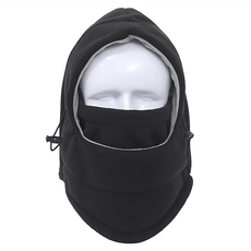 Sasaki 頭套 雙色雙層加厚保暖搖粒絨套面罩圍脖 頭巾 黑色, 不適用, 1個