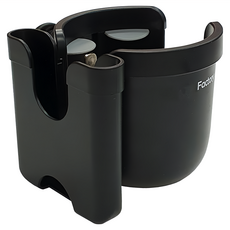 OrganicFactory 2合1坦克嬰兒車杯架, 嬰兒車手機架, ABS材質, 手機與特大杯尺寸的咖啡杯都適用, 黑色, 1個