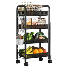 小麥購物 多層整理置物架 L1246, 黑色, 4層