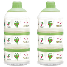 DOOBY 大眼蛙 防污奶粉盒 - 綠/粉 顏色隨機, 2個