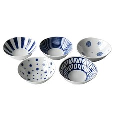 Saikai 西海陶器 波佐見燒 藍玉紋五件式醬料碟 原產地日本 陶瓷器 10 x 1.5 cm, S043061016, 1組