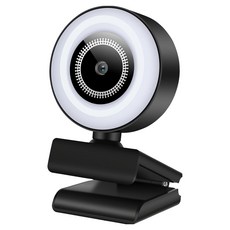 錦沛 Jinpei 2K QHD自動補光美顏網路視訊攝影機 360度旋轉視訊鏡頭, 黑色, JW-03W