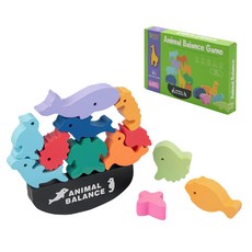 OhBabyLaugh 動物平衡積木玩具套裝, 顏色感知, 觀察力, 專注力訓練, 海底世界, 1盒