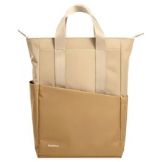 tomtoc 輕行系列 幾何雙肩包, 高品質扣具, 防水, 隱藏式行李箱掛帶, 32.5 x 23.2cm, 奶茶棕, 1個