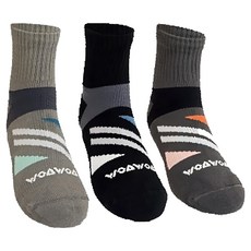 woawoa 經典幾何中筒襪 十倍吸汗能量 登山襪 3入組 專業運動襪 1入 Black Gray Blue, Black, Gray, Blue, L
