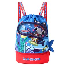 Lemonkid 乾濕分離游泳包, 鯊魚 藍色+紅色