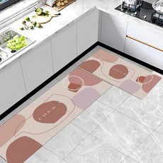 LZQ 矽藻土廚房吸水防油腳踏墊2件組, 莫蘭迪C款