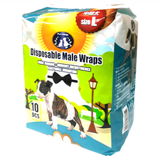 Pet Village 魔法村 公狗專用 拋棄式禮貌帶 防止公狗尿尿 尿失禁 激動漏尿 共有S/M/L三種尺寸可選, L(88 x 20cm), 10片, 1包
