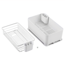 FREIZ 和平 多功能可調式碗盤瀝水架8件組, 白色, 1組