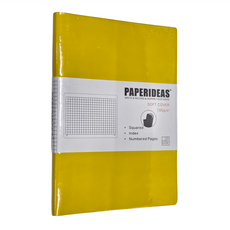 PAPERIDEAS A5 軟皮筆記本, 100g/s², 方格本，含索引和頁碼, 檸檬黃, 1本