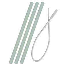 MiNiKOiOi 好好喝矽膠吸管組 抹茶綠, 3支, 1組