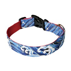 NUKE 毛核子 狗發光項圈 夜晚會發光 台灣製造 尺寸42~55cm 材質棉麻, L, 日式海浪新款, 1個