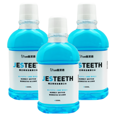 JESTEETH 全璟 齒潔適 矯正專用含氟漱口水, 含氟1470PPM+木糖醇 雙效配方, 無酒精配方 溫和不刺激, 雙重鞏固牙齒 強化琺瑯質, 500ML, 3瓶