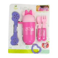 nishiki 錦化成 Disney 迪士尼 叉匙組 圍兜夾, 叉子 + 湯匙 + 圍兜夾, 美妮, 1組