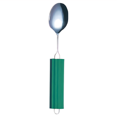 斉藤工業 日本製 可彎餐具 湯匙 老人用品 銀髮族 多功能 環保 41g, 多功能環保小湯匙, 銀色 + 綠色, 1支