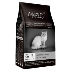 CHARLES 查爾斯 全齡貓 無穀貓糧, 鮮雞肉 + 牛肉 + 新鮮鱉蛋, 1.5kg, 1袋