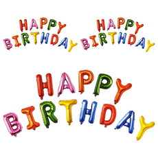 生活King 可懸掛生日快樂字母氣球 Set, 七彩色, 3組