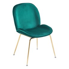 E-home Shell貝殼絨布鍍金腳餐椅 LKC016A-grn 綠色, 1個