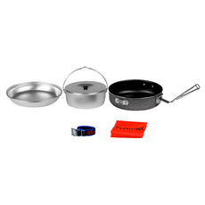 Trangia Camping Set 124-T 超輕鋁可折手柄套鍋 612g, 銀色, 1組