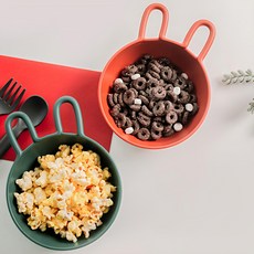 Nineware 兔子造型麥片碗 塑膠碗 140x180x55 毫米 Set 2件, 紅色 + 綠色, 1組