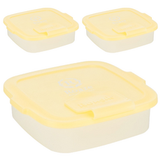 Roaze 柔仕 乾濕兩用巾矽膠抽取盒, 附乾濕兩用嬰兒紗布毛巾, 雙重鎖水結構, 食品容器材質, 快速抽取孔, 透明盒體, 黃色, 3個