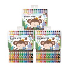 monizoo 紙捲式色鉛筆 藍色, 3盒, 12色