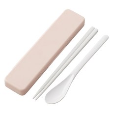 Skater 塑膠抗菌湯筷 附盒, 湯匙 + 筷子 + 盒子, 淺粉色, 1組