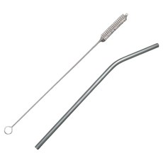 TEMPEST 純鈦吸管 彎吸管 6 x 215mm, 環保耐用，附清潔刷, 1支