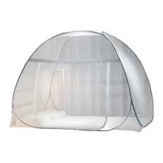 拍平方 摺疊蚊帳蒙古包 360°全面防蚊無死角 加密網眼 標準150x200cm 雙門 無底, 灰色, 2人