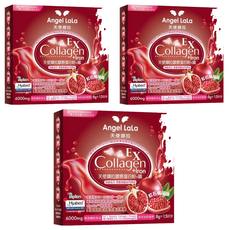 Angel LaLa 天使娜拉 膠原蛋白胜肽粉 + 鐵, 頂級成分青春美麗由內開始, 紅石榴風味, 6000mg, 8g, 15包, 3盒