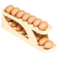 小麥購物 滑梯式雞蛋收納盒 C070 155g, 奶油白, 2個