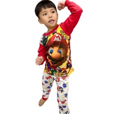 愛北鼻 兒童薄長袖套裝 輕薄透氣 舒適親膚, 130碼, 紅白瑪莉風, 1入