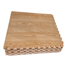 新生活家 北歐木紋巧拼地墊 附邊條 (12入) 淺樟木 63x63x16cm, 63 x 63 x 16cm, 淺樺木, 1組