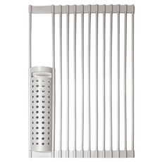 好物良品 矽膠可折疊收納洗碗槽瀝水置物架 灰色 矽膠+不鏽鋼, 1個