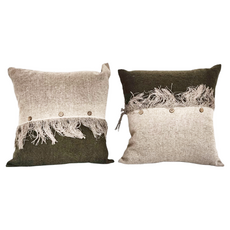 J&N 特絲緹花抱枕 2個 Set, 米綠色