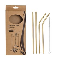 環保304不鏽鋼吸管 25 x 10cm 金色, 6件, 1組