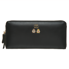 CHIP 'N' DALE 奇奇蒂蒂 拉鍊長夾 黑色 人造皮革