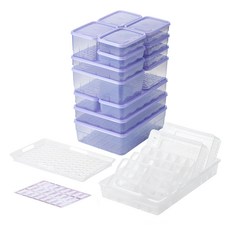 Thx Soyoon 冷凍密封保鮮盒組 透紫色 冰箱收納保鮮必備 多尺寸選擇 安全無毒材質, 1組, 22個