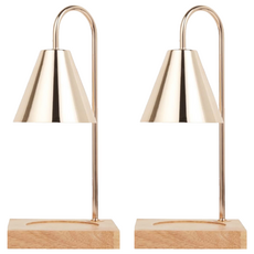 香薰融蠟燈, 木+五金+電鍍, 15*15*34CM, 贈送燈泡x2, 原木香檳金