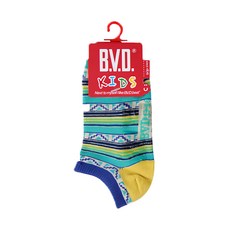 B.V.D. 兒童款 民俗風踝襪 B268-18, 17~21cm, 藍色