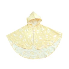 HiBOU 喜福 日本雙層棉紗 Lite小斗篷連帽浴巾, 福氣小鷹 黃色, 1件