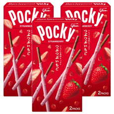 glico 格力高 Pocky 百奇 草莓粒粒巧克力棒，酥脆餅乾香濃巧克力包裹，日本原裝進口, 51g, 3盒