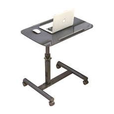 多功能可旋轉升降床邊桌 升級款 鐵管噴漆 MOF纖維板 塑膠輪 桌面60*40 腳架高65~95cm, 純黑