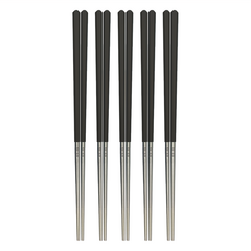 CLARE 316六角鋼筷, 24.4cm, 黑色, 5雙