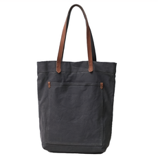 帆布配頭層皮女士豎款肩背包斜背包女包 CLB06 手提/單肩/斜挎包 五金搭釦 白色/卡其/咖啡/軍綠色可選, 30 x 40 x 12cm, 深灰色