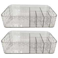 isona 愛收納 分隔款 桌面收納盒 24.5 x 18 x 8.5cm 530g, 鑽石紋, 2個